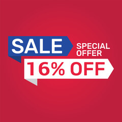 Special offer 16 Percent sale. Banner template design Vector illustration.