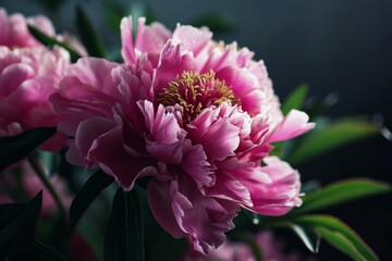 Fototapeta premium Peonía rosa en plena floración