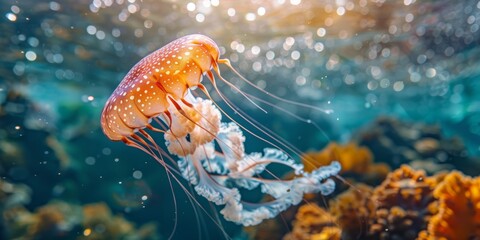 A bright tropical jellyfish with water.