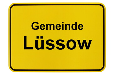 Illustration eines Ortsschildes der Gemeinde Lüssow in Mecklenburg-Vorpommern