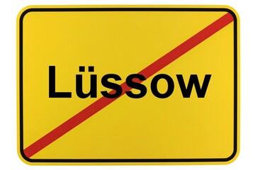 Illustration eines Ortsschildes der Gemeinde Lüssow in Mecklenburg-Vorpommern
