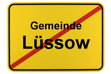 Illustration eines Ortsschildes der Gemeinde Lüssow in Mecklenburg-Vorpommern