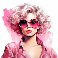 Bold Pink Fashion Girl Watercolor Clipart Celebrating Individuality