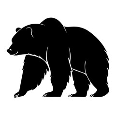grizzly bear standing black silhouette logo svg vector, bear standing icon illustration.