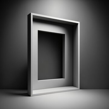 Blank frame on gray black and white background.