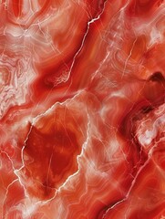 The splendor of scarlet marble unfolds in this image, where dark and light veins intertwine, suggesting the drama and power of an ancient earth.