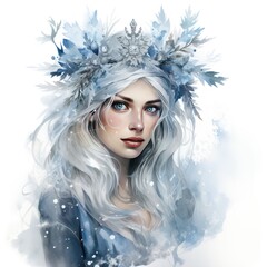 Snow Queen Watercolor Clipart Captivating Winter Enchantment
