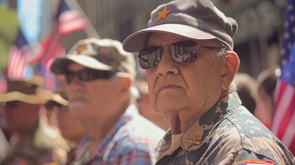 Fototapeta premium Celebrating Memorial Day, military personnel at a parade.