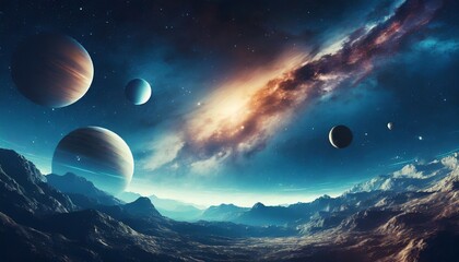 Fototapeta na wymiar universe with planets