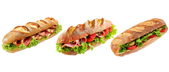 Ciabatta sandwich isolated on transparent background