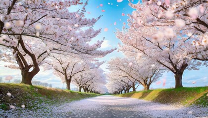 Fototapeta premium 満開の桜 華麗に舞い散る桜の花びら