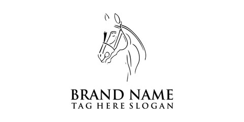 horse head vector logo, line art concept, suitable for your brand