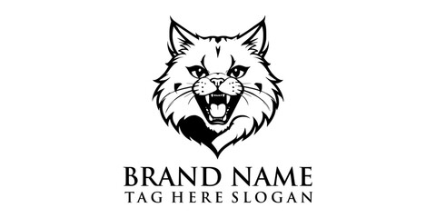 black cat head vector logo, with a modern line concept suitable for your brand