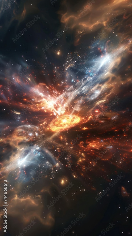 Poster witness the power of cosmic rays coursing through nebulae, revealing quasars and the ancient glow of