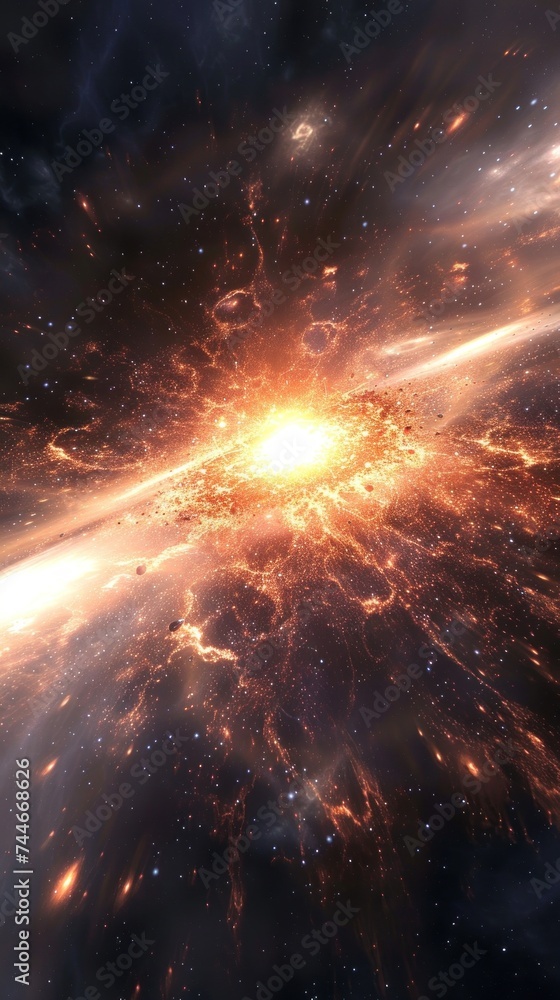 Poster witness the power of cosmic rays coursing through nebulae, revealing quasars and the ancient glow of