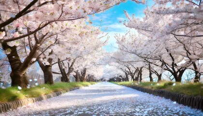Obraz premium 満開の桜 華麗に舞い散る桜の花びら