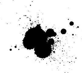 black ink painting splash splater on white background