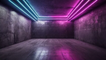 Neon Noir: Futuristic Sci-Fi Club Concept in a Grunge Concrete Setting"