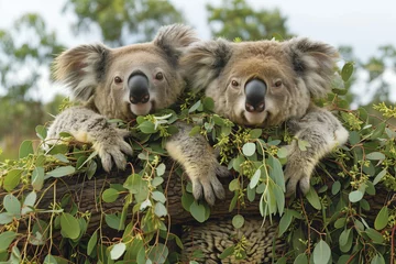 Fototapeten pair of koala bears on eucalyptus tree © Evgeny