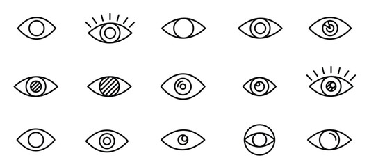 Premium set of eye line icons. Simple pictograms pack. Stroke vector illustration on a white background. Modern outline style icons collection.