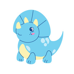 Cute colored dinosaur doodle. Vector illustration isolated