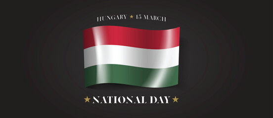 Hungary happy national day greeting card, banner with template text vector illustration