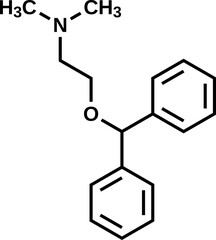 Diphenhydramine structural formula, vector illustration