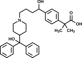Fexofenadine structural formula, vector illustration