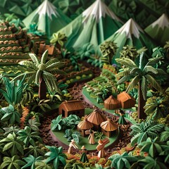 Obraz premium Origami Zanzibar Spice Farms Scene
