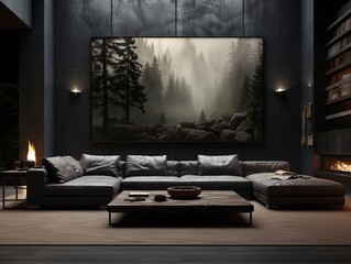Luxury dark Living Room Wall Art Interior
