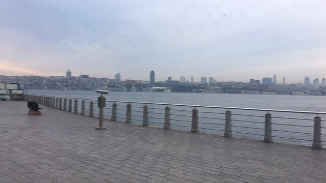 Pan across the Istanbul City Skyline viewed from Üsküdar