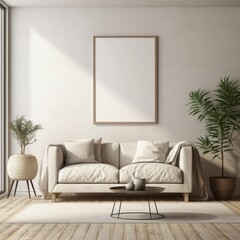 Comfortable Contemporary Living Room Interior with Sofa and Furniture