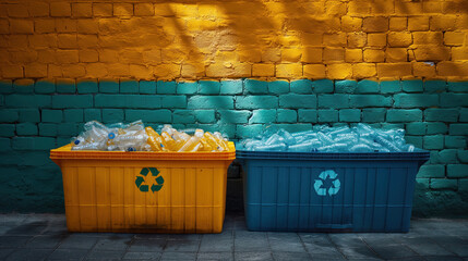 Multicolored recycle garbage bins for sorting different kinds of waste