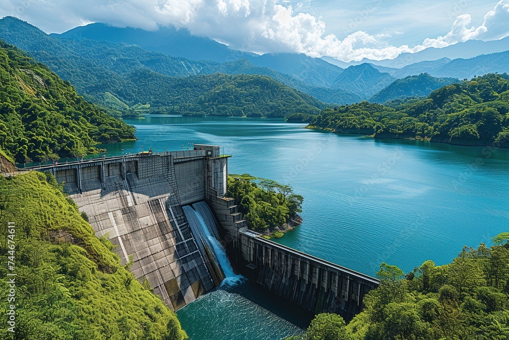 Wall mural ecodam hydro power plant: harnessing nature's power for a green future