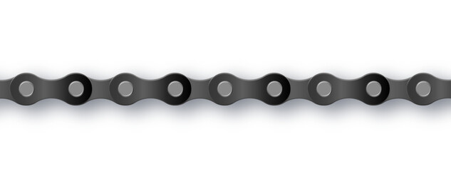 Bike chain realistic metal Bicycle. Cartoon silhouette for bike chain on bicycle. Cycling line pattern. Motorcycle chain symbol. Chain machine sign. Vector
