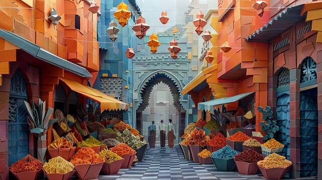 Origami Marrakech Vibrant Souks Scene


