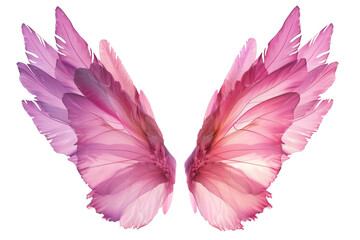 Pink Wings. A pair of pink wings, vibrant against a Transparent background, creating a striking visual contrast.