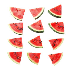 watermelon slices isolated on a white background, top view. With clipping path.