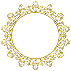vintage gold ornament frame in oval shape for decoration 3d illustration with transparent background.