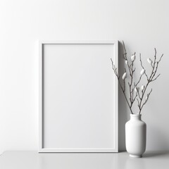 White Minimalist Wall Art Photo Frame Mockup for Instagram Post -