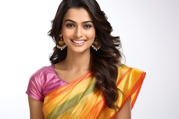 Graceful Beauty of Indian Heritage Young Girl in Silk Saree