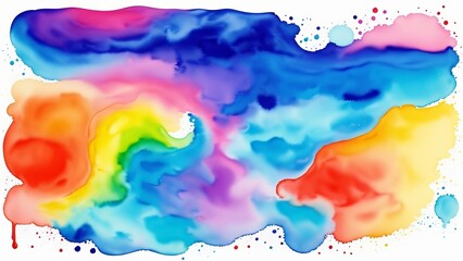 A psychedelic style with rainbow colors patterns, colorful liquid background. Watercolor illustration, AI Generated