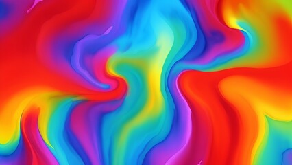 A psychedelic style with rainbow colors patterns, colorful liquid background. Watercolor illustration, AI Generated - obrazy, fototapety, plakaty