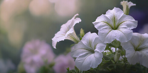 Białe kwiaty petunie