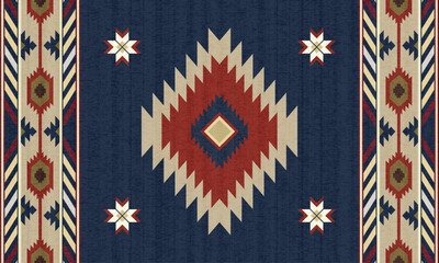 Ethnic Navajo seamless pattern. Vector modern color ethnic southwest pattern use for carpet, rug, tapestry, upholstery, home decoration elements. Ethnic boho southwest border stripes fabric design.