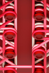 3D illustration, intricate geometric pattern of convex fasteners and straps