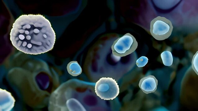 Micro bacteria or microorganisms in the form of rods glowing on a dark blue background.
Concept: microbiology and medical research and presentations on the importance of sterilization and hygiene