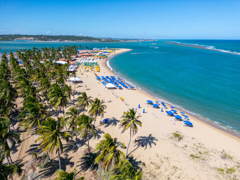 Aerial photo of Praia Do Gunga in Alagoas Northeast of Brazil