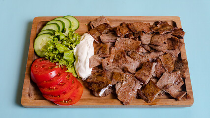 Beef portion doner kebab plate