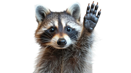 Small Raccoon With Paws Up in Air